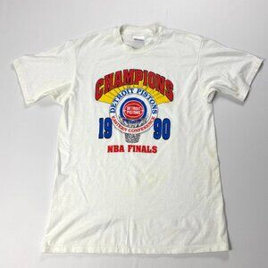 Vintage Detroit Pistons 1990 NBA Finals Champs Shirt M/L Bad Boys Stains USA